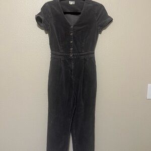 Stylish Dark Gray Corduroy Jumpsuit